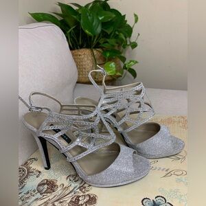 Caparros Silver Strappy Heels for Special Occasions